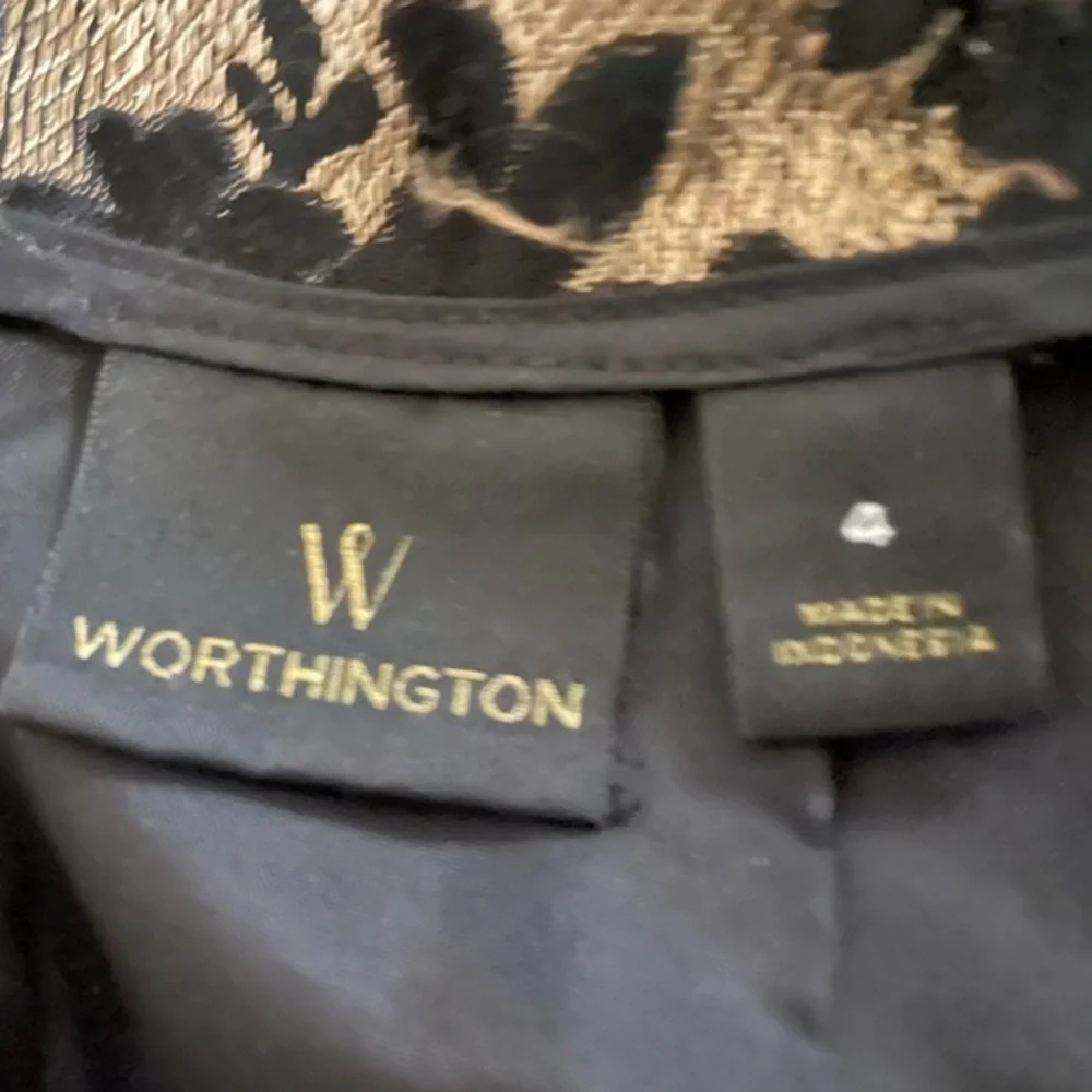 Worthington Gold and Black Woven Thread Lace Damask‎ Skirt - 4